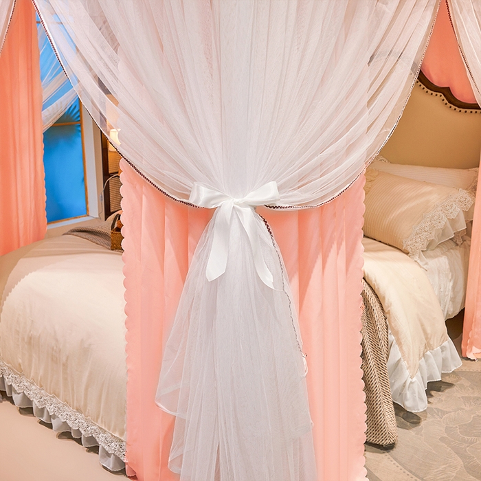 91家纺网 家纺一手货源 找家纺 锦逸家居 2025新款双层遮光防蚊落地蚊帐 温馨玉