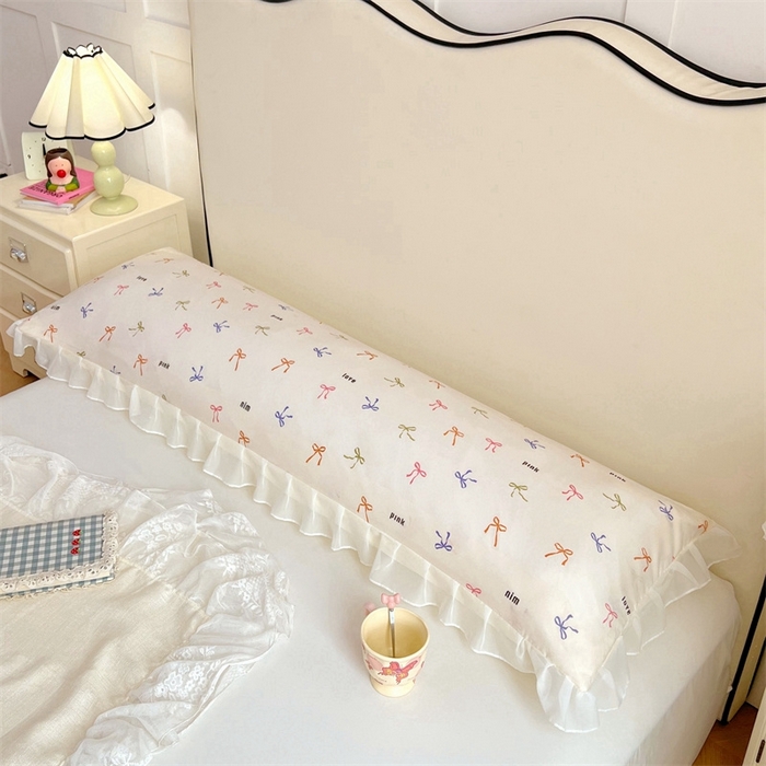 91家纺网 家纺一手货源 找家纺 梦舒羽2025新款针织棉双层纱花边枕头套情侣双人枕套枕芯套枕头内胆套 花边款-彩色心情