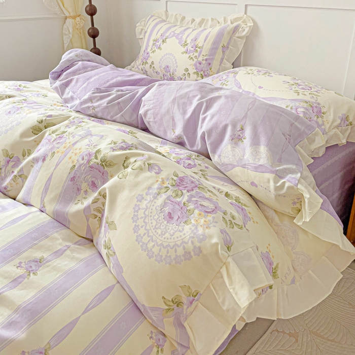 91家纺网 家纺一手货源 找家纺 澳梵家居 2025新款全棉印花韩版花间捕梦四件套 远山花黛