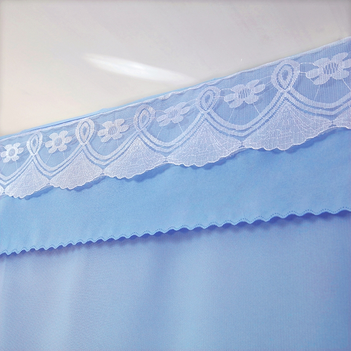 91家纺网 家纺一手货源 找家纺 显高蚊帐 2025新款U型坐床遮光防尘床帘式蚊帐 时尚蓝