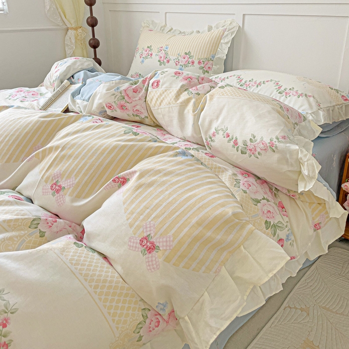 91家纺网 家纺一手货源 找家纺 澳梵家居 2025新款全棉印花韩版花间捕梦四件套 春寻