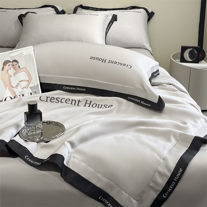 91家纺网 家纺一手货源 找家纺 笙意家纺 2025新款水洗冰丝夏被四件套-卡瑞娜系列 山灰