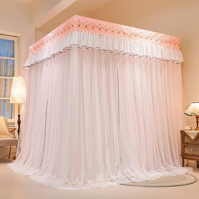 91家纺网 家纺一手货源 找家纺 锦逸家居 2025新款双层遮光防蚊落地蚊帐 温馨玉