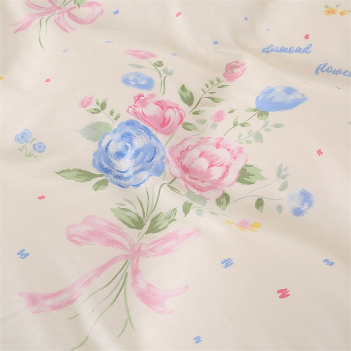 91家纺网 家纺一手货源 找家纺 梦舒羽2025新款全棉小清新印花加厚宿舍床单床裙款四件套 陌上花开-全棉