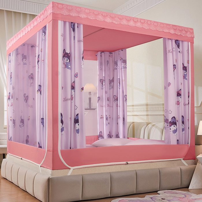 91家纺网 家纺一手货源 找家纺 显高蚊帐 2025新款U型坐床遮光防尘床帘式蚊帐 库优米