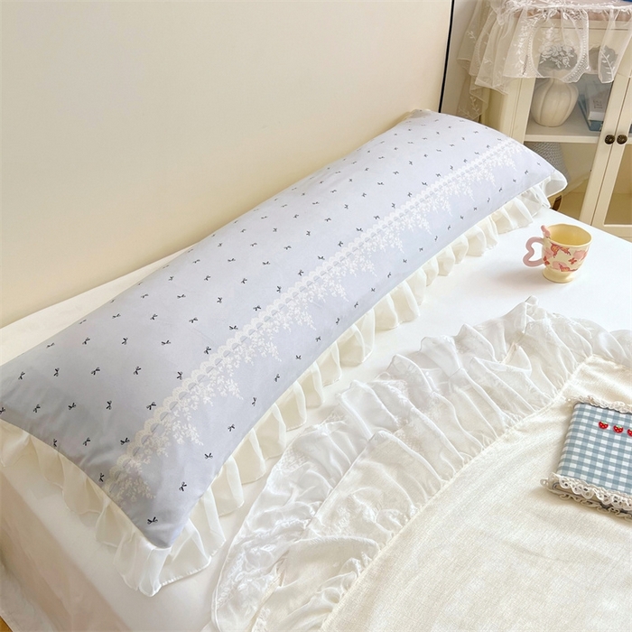 91家纺网 家纺一手货源 找家纺 梦舒羽2025新款针织棉双层纱花边枕头套情侣双人枕套枕芯套枕头内胆套 花边款-蝴蝶结