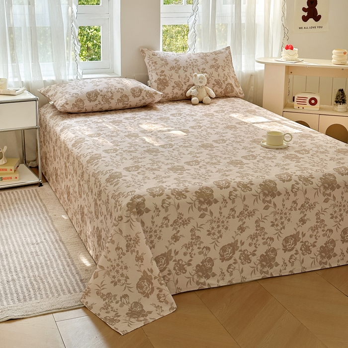 91家纺网 家纺一手货源 找家纺 莱登卡奴 新款A类100%全棉老粗布单品系列-床单 花间萌趣