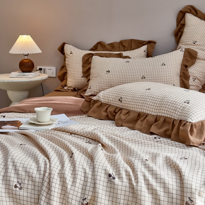 91家纺网 家纺一手货源 找家纺 梦莱斯2025新款针织棉夏被四件套 荔枝棋盘