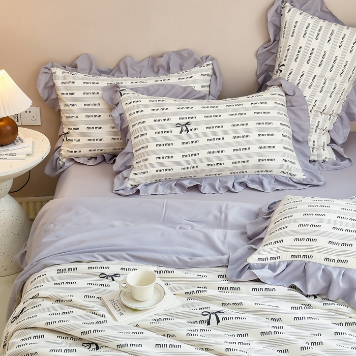 91家纺网 家纺一手货源 找家纺 梦莱斯2025新款针织棉夏被四件套 蝴蝶淑女