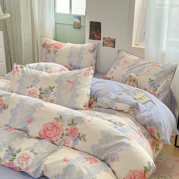 91家纺网 家纺一手货源 找家纺 寻米 2025新款13070全棉纯棉印花单被套 花涧入梦