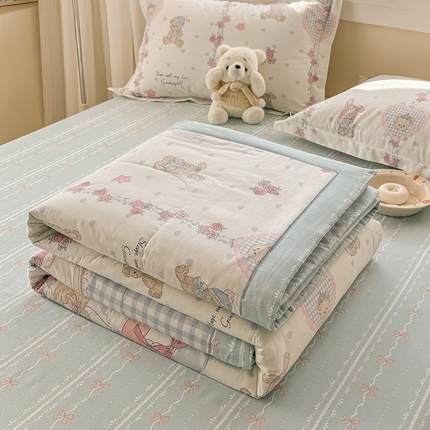 91家纺网 家纺一手货源 找家纺 （总）梦依依 2025新款小清新印花系列里外全棉棉花被夏被四件套