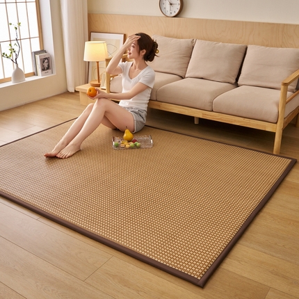 艺博床垫 2025新款竹藤席地垫 玉米格-咖