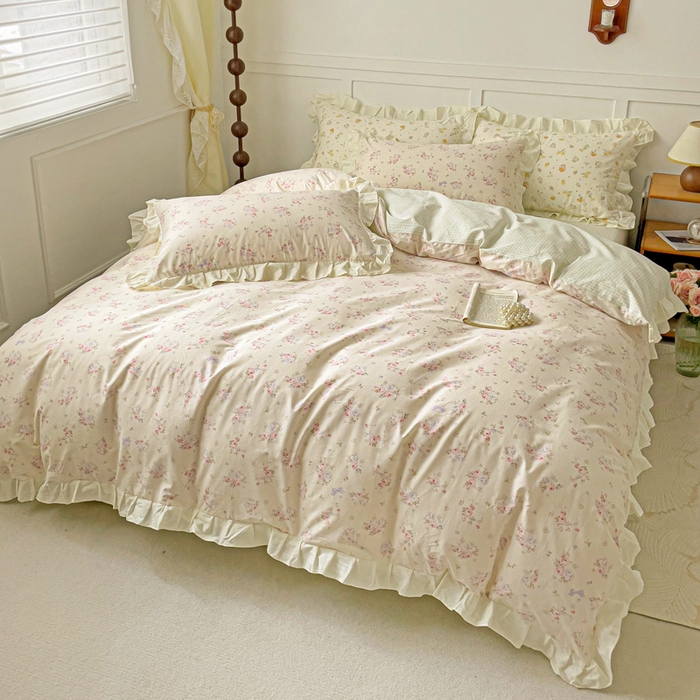 91家纺网 家纺一手货源 找家纺 澳梵家居 2025新款全棉印花韩版花间捕梦四件套 月亮茶会