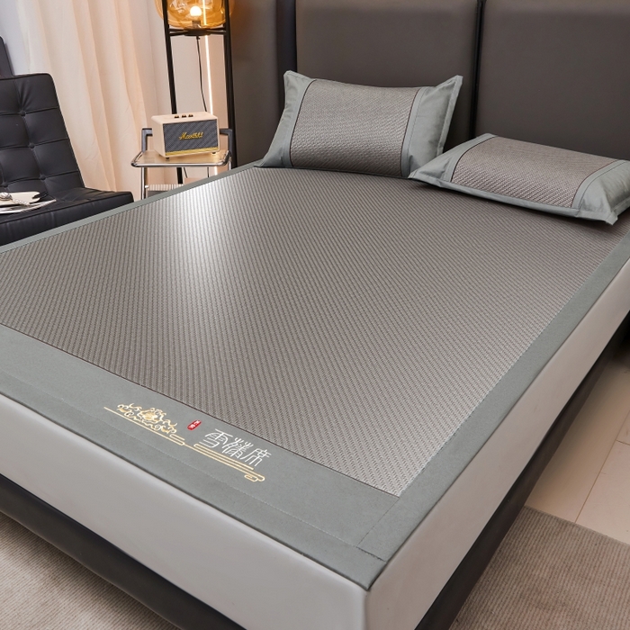 91家纺网 家纺一手货源 找家纺 尚品凤凰 2025新款PE雪藤席三件套 灰色