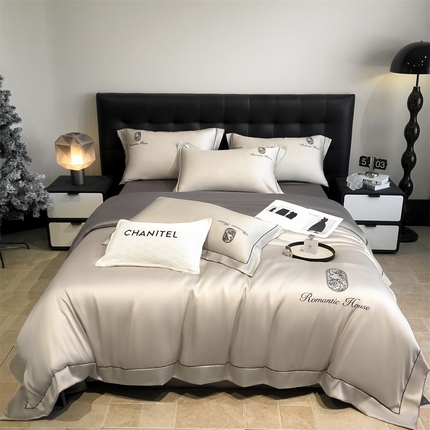 91家纺网 家纺一手货源 找家纺 （总）床绮 2025新款水洗真丝刺绣四件套-以爱之名-风格二