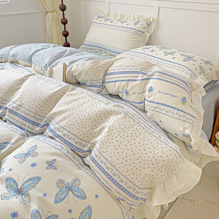 91家纺网 家纺一手货源 找家纺 澳梵家居 2025新款全棉印花韩版花间捕梦四件套 清风渡