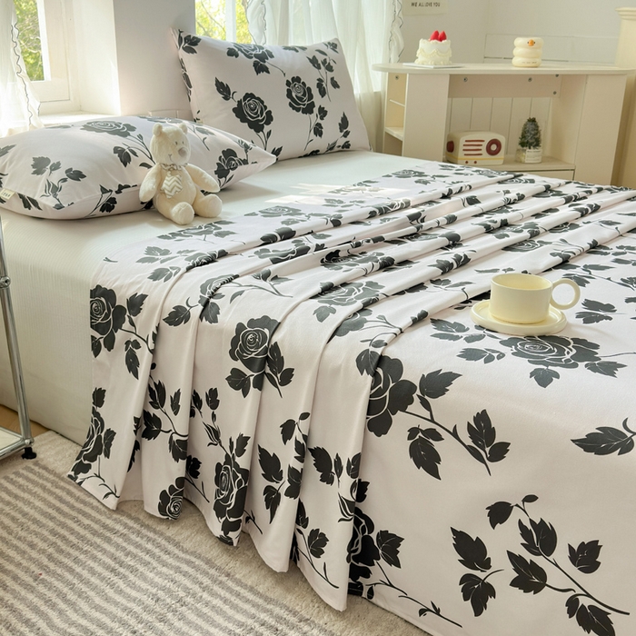 91家纺网 家纺一手货源 找家纺 莱登卡奴 新款A类100%全棉老粗布单品系列-床单 玫瑰情缘