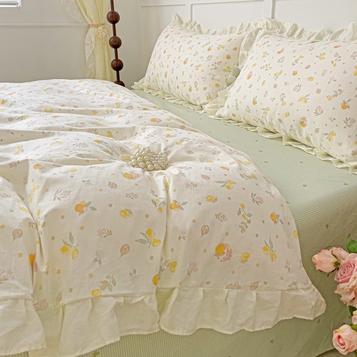 91家纺网 家纺一手货源 找家纺 澳梵家居 2025新款全棉印花韩版花间捕梦四件套 小春恋曲