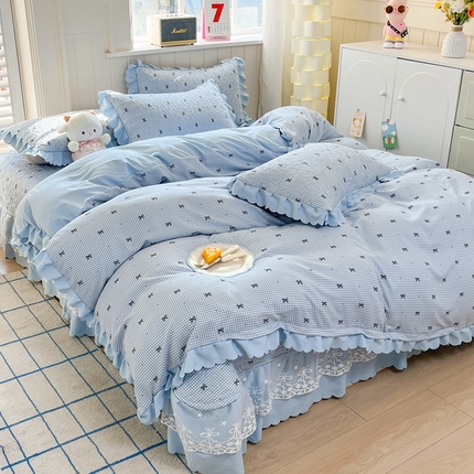 91家纺网 家纺一手货源 找家纺 （总）雅眠居 2025爆款针织棉双层纱印花床盖四件套