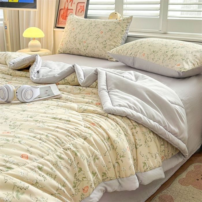 91家纺网 家纺一手货源 找家纺   壹张床  2025新款A类针织棉双层纱100%新疆棉花夏凉被《包检测》（提供买家秀） 绮花仙境