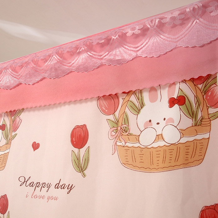 91家纺网 家纺一手货源 找家纺 显高蚊帐 2025新款U型坐床遮光防尘床帘式蚊帐 郁金香