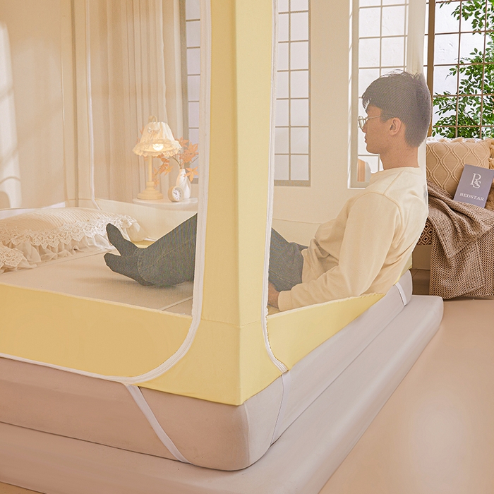 91家纺网 家纺一手货源 找家纺 锦逸家居 2025新款花边防摔坐床蚊帐 甜心小屋（带遮光帘）