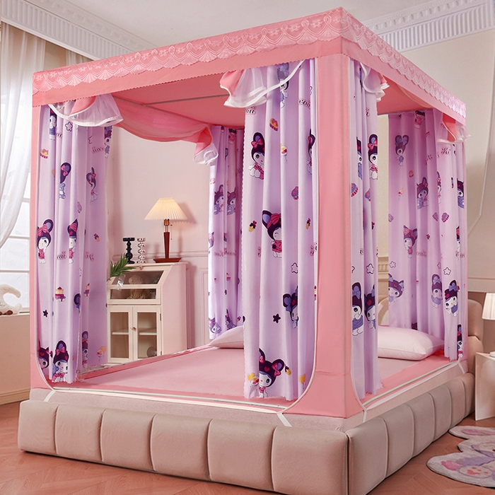 91家纺网 家纺一手货源 找家纺 显高蚊帐 2025新款U型坐床遮光防尘床帘式蚊帐 库优米