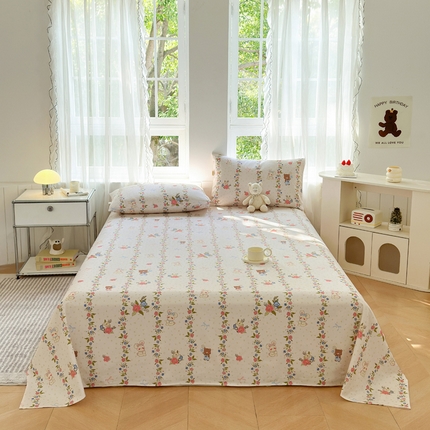 莱登卡奴 新款A类100%全棉老粗布单品系列-床单 小欢喜