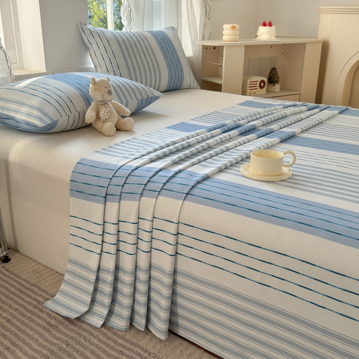 91家纺网 家纺一手货源 找家纺 莱登卡奴 新款A类100%全棉老粗布单品系列-床单 蓝宁小调