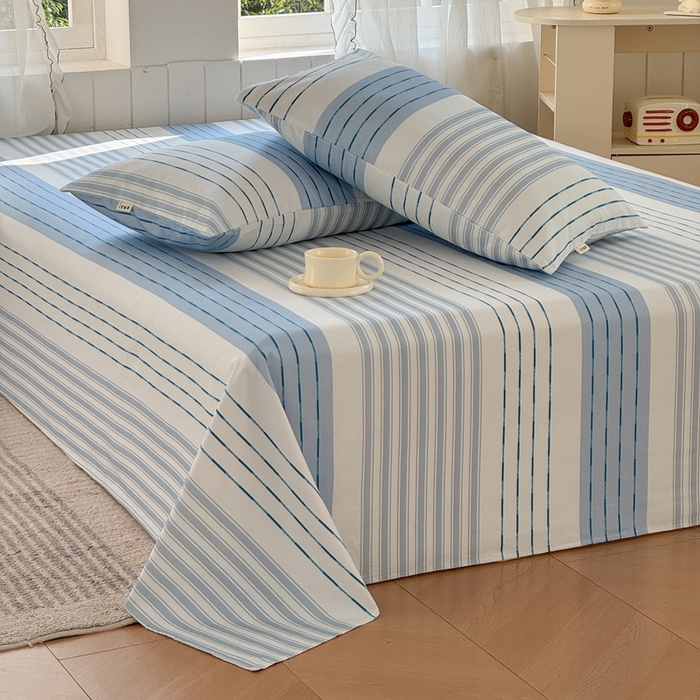 91家纺网 家纺一手货源 找家纺 莱登卡奴 新款A类100%全棉老粗布单品系列-床单 蓝宁小调