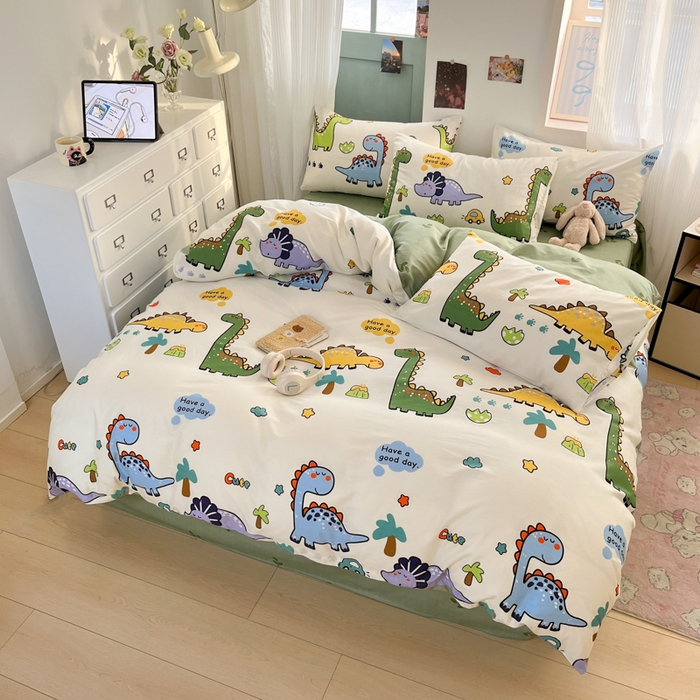 91家纺网 家纺一手货源 找家纺 寻米 2025新款13070全棉纯棉印花单被套 恐龙乐园