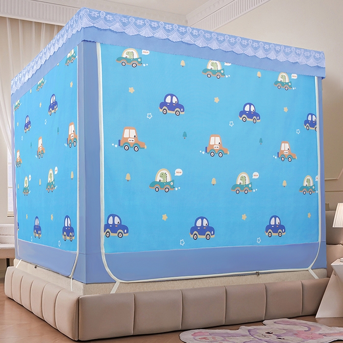 91家纺网 家纺一手货源 找家纺 显高蚊帐 2025新款U型坐床遮光防尘床帘式蚊帐 汽车派对