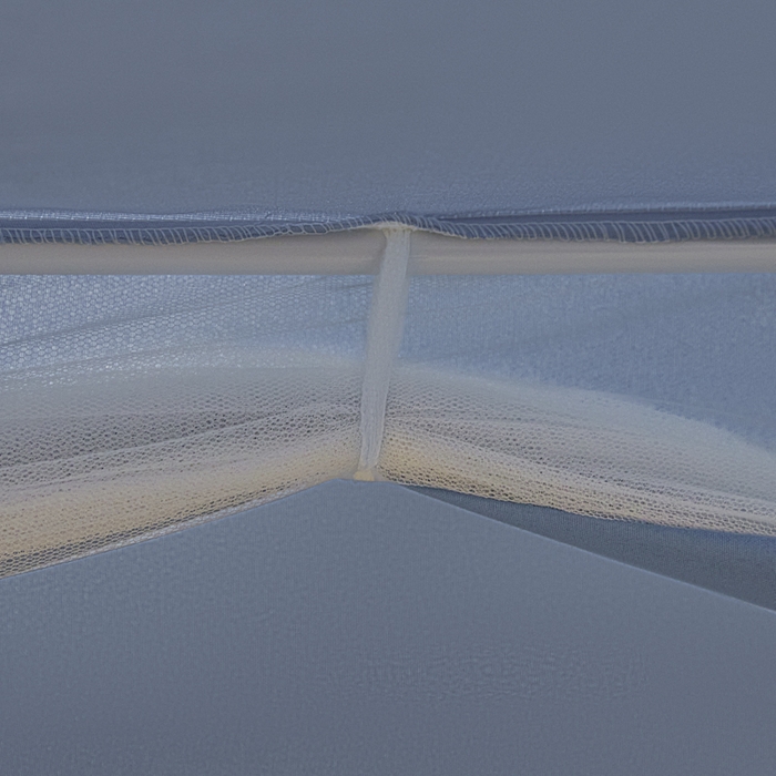 91家纺网 家纺一手货源 找家纺 兆星家纺 2025新款内穿带布帘蚊帐 款式一 纯色-蓝灰（不含帘）