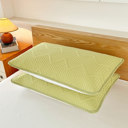 曼陀罗 2025新款水波纹防水枕套 水波纹-果绿色