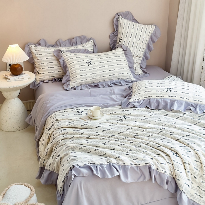 91家纺网 家纺一手货源 找家纺 梦莱斯2025新款针织棉夏被四件套 蝴蝶淑女