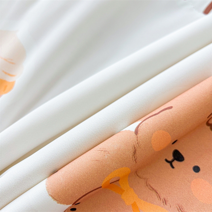 91家纺网 家纺一手货源 找家纺 雯豆2025春夏新款凉感丝夏被空调被子印花A类卡通小清新夏被 冰丝夏被四件套-胖嘟嘟