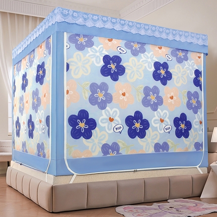 显高蚊帐 2025新款U型坐床遮光防尘床帘式蚊帐 花开满园