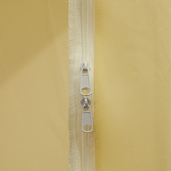 91家纺网 家纺一手货源 找家纺 兆星家纺 2025新款内穿带布帘蚊帐 款式一 纯色-米黄（不含帘）