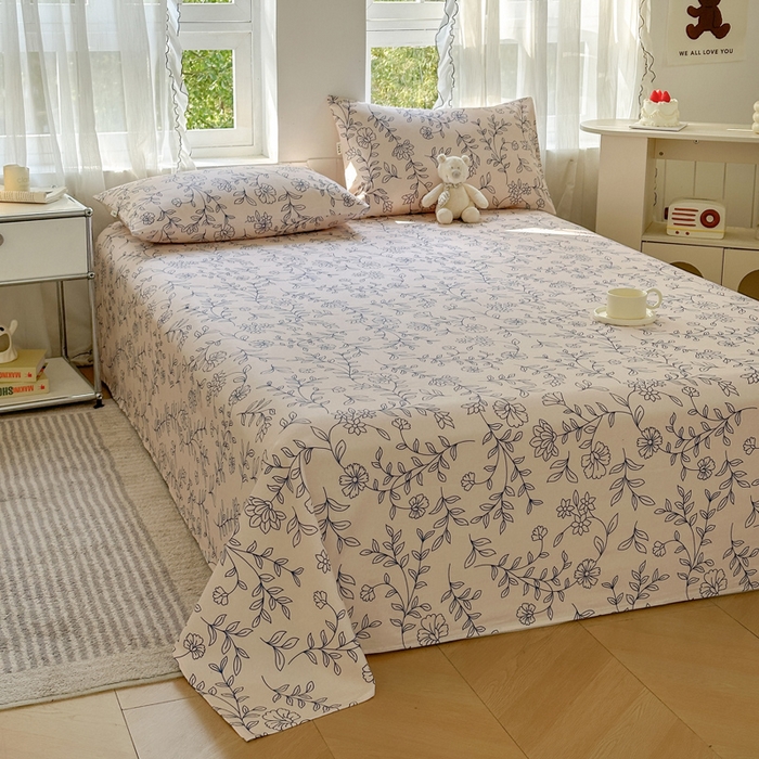 91家纺网 家纺一手货源 找家纺 莱登卡奴 新款A类100%全棉老粗布单品系列-床单 蓝海山居