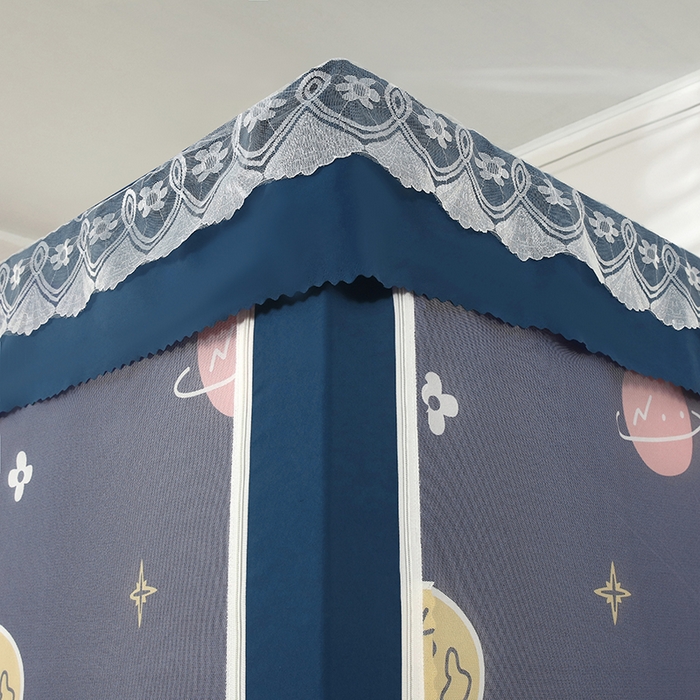 91家纺网 家纺一手货源 找家纺 显高蚊帐 2025新款U型坐床遮光防尘床帘式蚊帐 宇宙之星