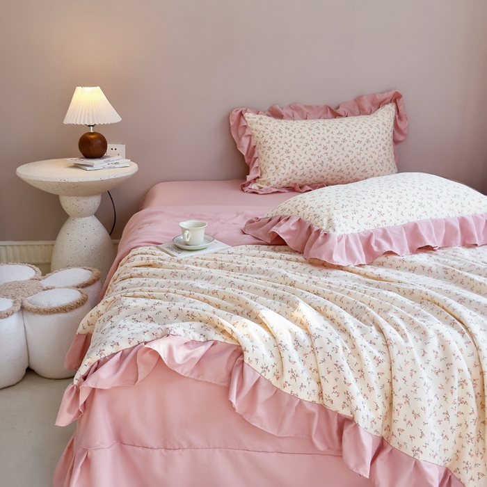 91家纺网 家纺一手货源 找家纺 梦莱斯2025新款针织棉夏被四件套 富贵人生