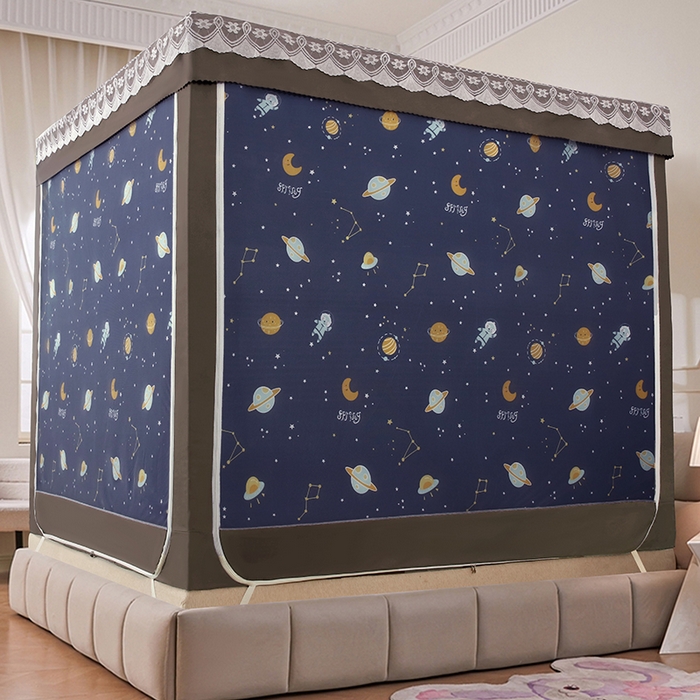 91家纺网 家纺一手货源 找家纺 显高蚊帐 2025新款U型坐床遮光防尘床帘式蚊帐 星梦奇缘