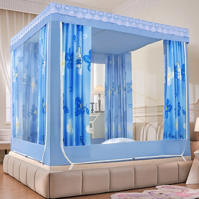 91家纺网 家纺一手货源 找家纺 显高蚊帐 2025新款U型坐床遮光防尘床帘式蚊帐 萌萌兔