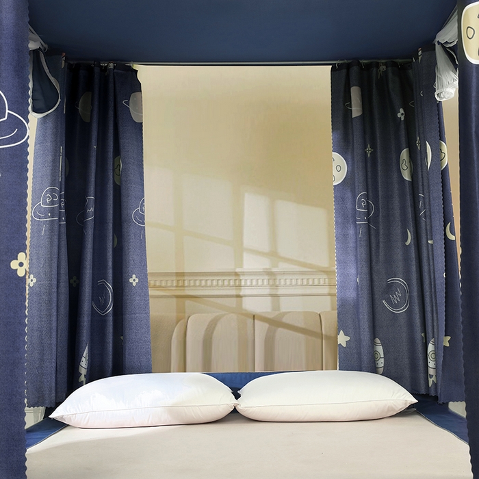 91家纺网 家纺一手货源 找家纺 显高蚊帐 2025新款U型坐床遮光防尘床帘式蚊帐 宇宙之星