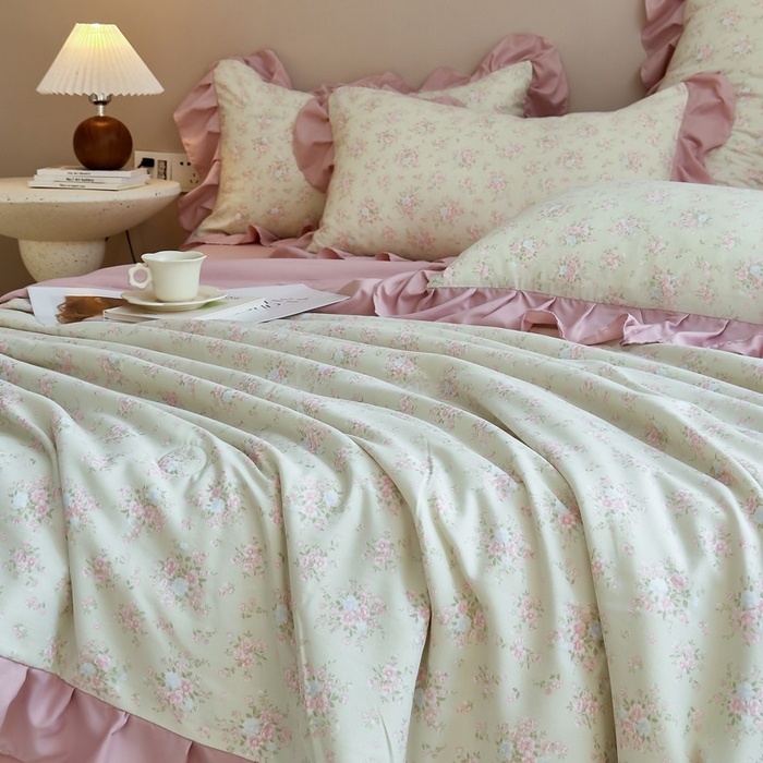 91家纺网 家纺一手货源 找家纺 梦莱斯2025新款针织棉夏被四件套 丛林中