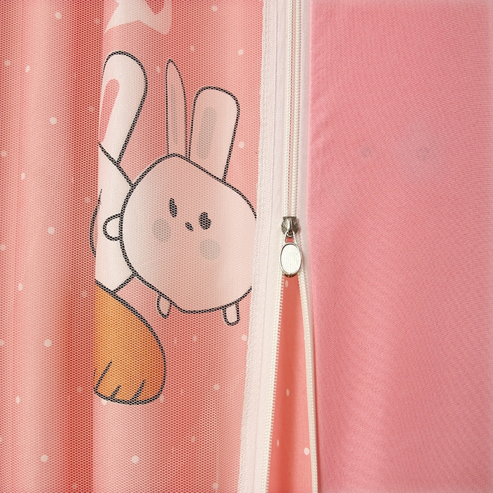 91家纺网 家纺一手货源 找家纺 显高蚊帐 2025新款U型坐床遮光防尘床帘式蚊帐 开心兔