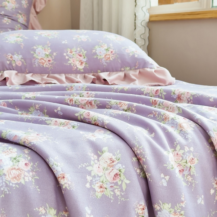 91家纺网 家纺一手货源 找家纺 梦莱斯2025新款针织棉夏被四件套 富贵花