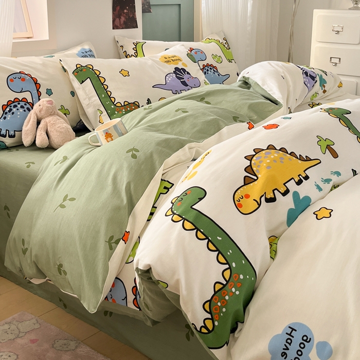 91家纺网 家纺一手货源 找家纺 寻米 2025新款13070全棉纯棉印花单被套 恐龙乐园