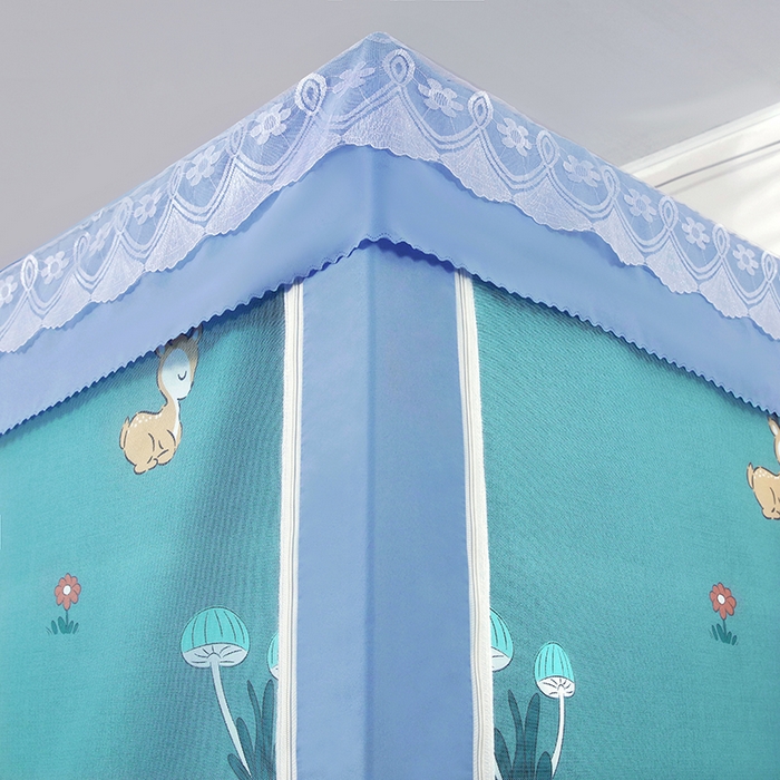 91家纺网 家纺一手货源 找家纺 显高蚊帐 2025新款U型坐床遮光防尘床帘式蚊帐 麋鹿花海