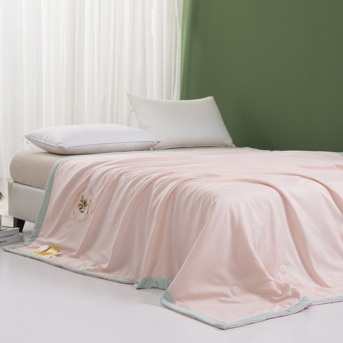 91家纺网 家纺一手货源 找家纺 帕芬鸟 2025新款亲肤磨毛夏被 玉粉